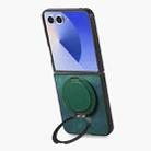 For Samsung Galaxy Z Flip7 5G Retro Leather Rotation Round Holder Phone Case(Green) - 3