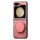 For Samsung Galaxy Z Flip6 5G Retro Leather Rotation Round Holder Phone Case(Pink) - 2