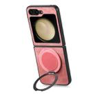 For Samsung Galaxy Z Flip6 5G Retro Leather Rotation Round Holder Phone Case(Pink) - 3