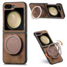 For Samsung Galaxy Z Flip6 5G Retro Leather Rotation Round Holder Phone Case(Brown) - 1