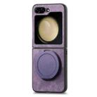 For Samsung Galaxy Z Flip6 5G Retro Leather Rotation Round Holder Phone Case(Purple) - 2