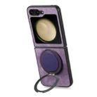 For Samsung Galaxy Z Flip6 5G Retro Leather Rotation Round Holder Phone Case(Purple) - 3