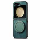 For Samsung Galaxy Z Flip6 5G Retro Leather Rotation Round Holder Phone Case(Green) - 2