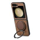 For Samsung Galaxy Z Flip5 5G Retro Leather Rotation Round Holder Phone Case(Brown) - 3