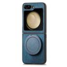 For Samsung Galaxy Z Flip5 5G Retro Leather Rotation Round Holder Phone Case(Blue) - 2