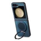 For Samsung Galaxy Z Flip5 5G Retro Leather Rotation Round Holder Phone Case(Blue) - 3