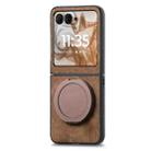 For Motorola Moto Razr 50 Retro Leather Rotation Round Holder Phone Case(Brown) - 2