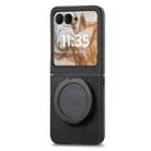 For Motorola Moto Razr 50 Retro Leather Rotation Round Holder Phone Case(Black) - 2