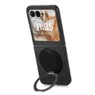 For Motorola Moto Razr 50 Retro Leather Rotation Round Holder Phone Case(Black) - 3