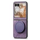 For Motorola Moto Razr 50 Retro Leather Rotation Round Holder Phone Case(Purple) - 2