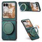For Motorola Moto Razr 50 Retro Leather Rotation Round Holder Phone Case(Green) - 1