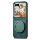 For Motorola Moto Razr 50 Retro Leather Rotation Round Holder Phone Case(Green) - 2