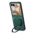 For Motorola Moto Razr 50 Retro Leather Rotation Round Holder Phone Case(Green) - 3