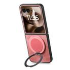 For Motorola Moto Razr 50 Ultra Retro Leather Rotation Round Holder Phone Case(Pink) - 3
