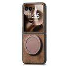 For Motorola Moto Razr 50 Ultra Retro Leather Rotation Round Holder Phone Case(Brown) - 2