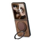 For Motorola Moto Razr 50 Ultra Retro Leather Rotation Round Holder Phone Case(Brown) - 3