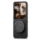 For Motorola Moto Razr 50 Ultra Retro Leather Rotation Round Holder Phone Case(Black) - 2