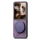 For Motorola Moto Razr 50 Ultra Retro Leather Rotation Round Holder Phone Case(Purple) - 2