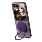 For Motorola Moto Razr 50 Ultra Retro Leather Rotation Round Holder Phone Case(Purple) - 3