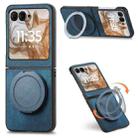 For Motorola Moto Razr 60 Retro Leather Rotation Round Holder Phone Case(Blue) - 1