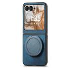 For Motorola Moto Razr 60 Retro Leather Rotation Round Holder Phone Case(Blue) - 2