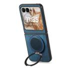 For Motorola Moto Razr 60 Retro Leather Rotation Round Holder Phone Case(Blue) - 3