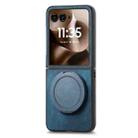 For Motorola Moto Razr 60 Ultra Retro Leather Rotation Round Holder Phone Case(Blue) - 2
