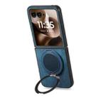 For Motorola Moto Razr 60 Ultra Retro Leather Rotation Round Holder Phone Case(Blue) - 3
