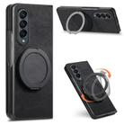For Samsung Galaxy Z Fold4 Retro Leather Rotation Round Holder Phone Case(Black) - 1