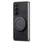 For Samsung Galaxy Z Fold4 Retro Leather Rotation Round Holder Phone Case(Black) - 2