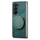 For Samsung Galaxy Z Fold4 Retro Leather Rotation Round Holder Phone Case(Green) - 2