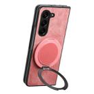 For Samsung Galaxy Z Fold7 Retro Leather Rotation Round Holder Phone Case(Pink) - 3