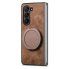 For Samsung Galaxy Z Fold7 Retro Leather Rotation Round Holder Phone Case(Brown) - 2
