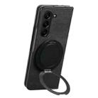 For Samsung Galaxy Z Fold7 Retro Leather Rotation Round Holder Phone Case(Black) - 3