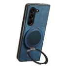 For Samsung Galaxy Z Fold7 Retro Leather Rotation Round Holder Phone Case(Blue) - 3