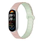 For Xiaomi Smart Band 10 / 9 / 8 Tri-beads Magnetic Silicone Watch Band(Pink Misty Blue) - 1