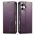 For iPhone 16 Elastic Wristband Magnetic Suction Leather Phone Case(Purple) - 2