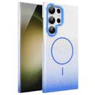 For Samsung Galaxy S23 Ultra 5G Gold Diamond Glitter Gradient MagSafe Shockproof Phone Case(Blue) - 1