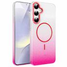 For Samsung Galaxy S24+ 5G Gold Diamond Glitter Gradient MagSafe Shockproof Phone Case(Red) - 1