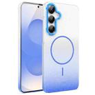 For Samsung Galaxy S25+ 5G Gold Diamond Glitter Gradient MagSafe Shockproof Phone Case(Blue) - 1