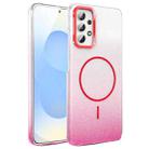 For Samsung Galaxy A32 4G Gold Diamond Glitter Gradient MagSafe Shockproof Phone Case(Red) - 1