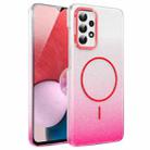 For Samsung Galaxy A13 4G Gold Diamond Glitter Gradient MagSafe Shockproof Phone Case(Red) - 1
