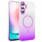 For Samsung Galaxy A24 4G Gold Diamond Glitter Gradient MagSafe Shockproof Phone Case(Purple) - 1