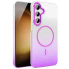 For Samsung Galaxy S23 FE 5G Gold Diamond Glitter Gradient MagSafe Shockproof Phone Case(Purple) - 1