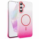 For Samsung Galaxy A35 5G Gold Diamond Glitter Gradient MagSafe Shockproof Phone Case(Red) - 1