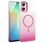 For Samsung Galaxy A06 4G Gold Diamond Glitter Gradient MagSafe Shockproof Phone Case(Red) - 1