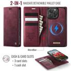 For iPhone 16 Pro Max CaseMe C49 MagSafe RFID Blocking Detachable Wallet Leather Phone Case(Red) - 2