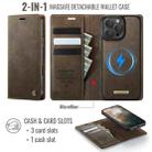 For iPhone 16 Pro Max CaseMe C49 MagSafe RFID Blocking Detachable Wallet Leather Phone Case(Coffee) - 2