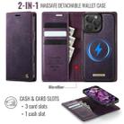 For iPhone 16 Pro Max CaseMe C49 MagSafe RFID Blocking Detachable Wallet Leather Phone Case(Purple) - 2