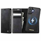 For iPhone 16 CaseMe C49 MagSafe RFID Blocking Detachable Wallet Leather Phone Case(Black) - 1